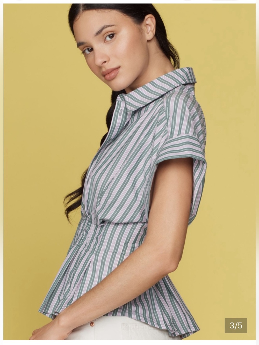 Bobbie Short Sleeve Fitted Waist Blouse by Pilcro - Picture 3 of 9